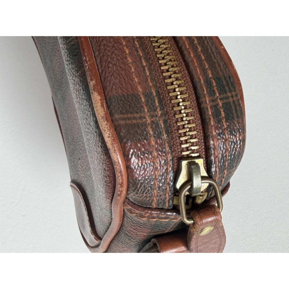 Vintage Polo Ralph Lauren Tartan Plaid Crossbody Bag Leather Trim No Strap - Picture 14 of 16